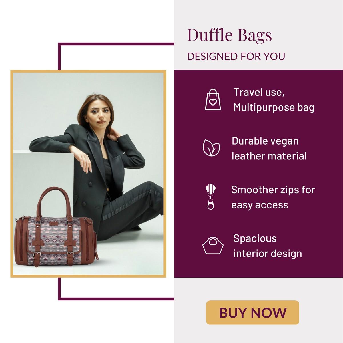 Amic Jute Printed Handcrafted Travel Bag, Luggage Shoulder Bag Duffel Without Wheels - Amic