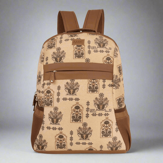 Amic Leather Laptop Backpack Jute Handcrafted Bags For Women 30 L Backpack - Amic