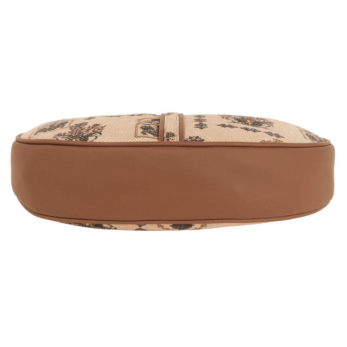 Beige Floral Pattern Vegan Leather Hobo Bag for Women - Elegant & Functional | Amic Bags - Amic