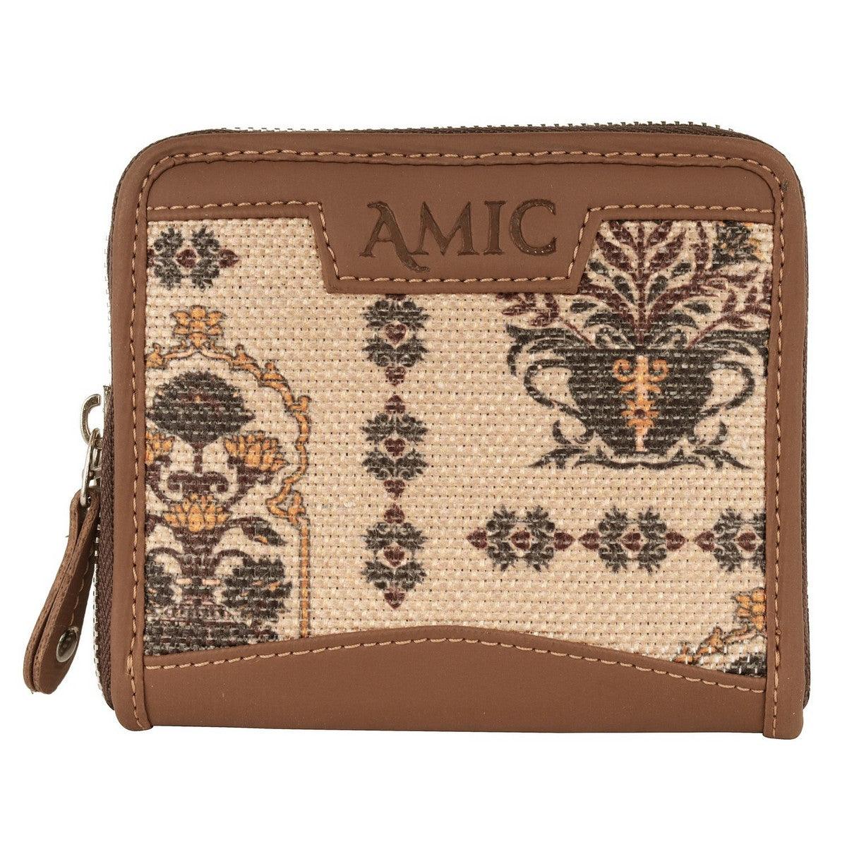 Vintage-Inspired Mini Wallet with Classic Vase Motif | AMIC - Amic
