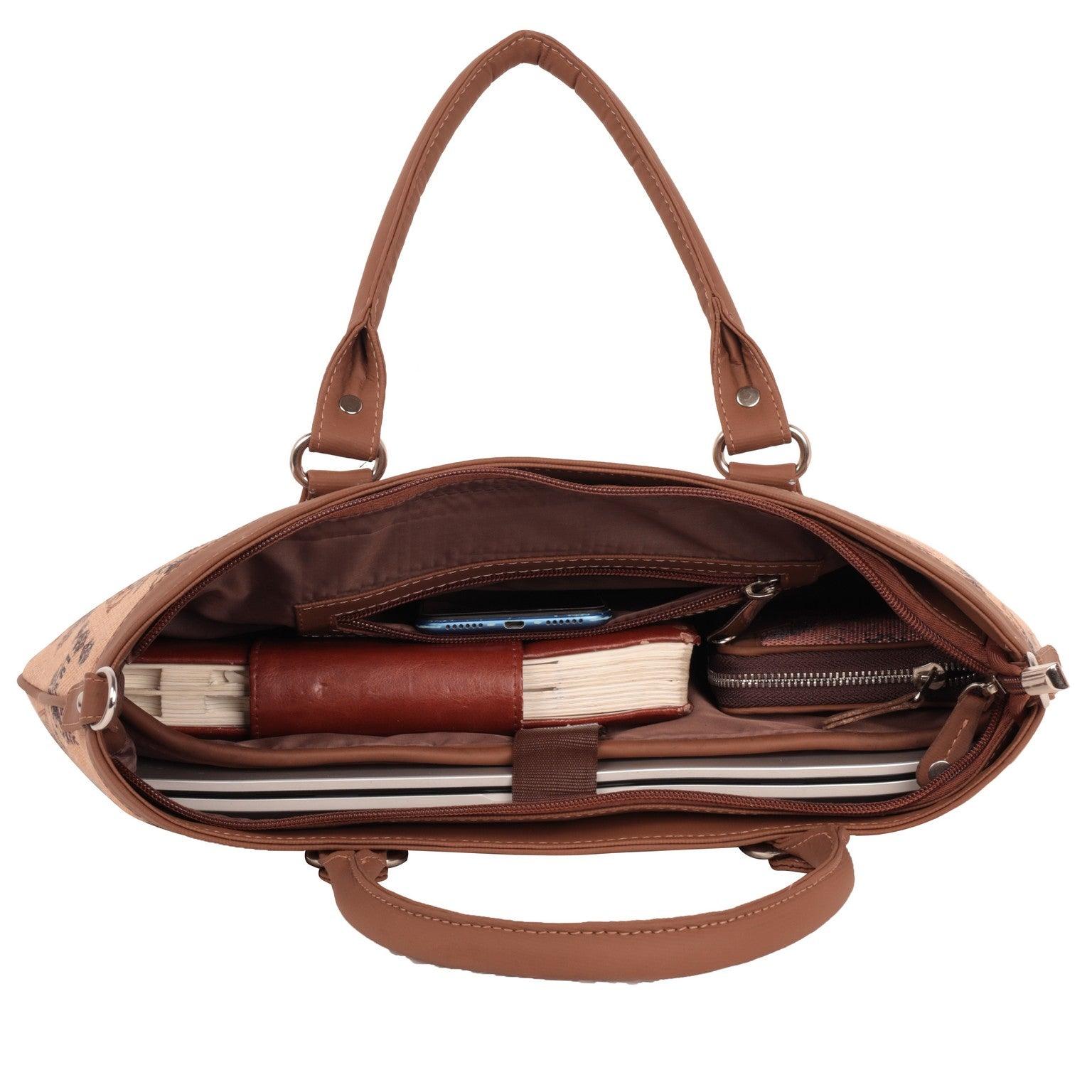 Elegant Beige Handbag with Vintage Floral Prints – Amic - Amic