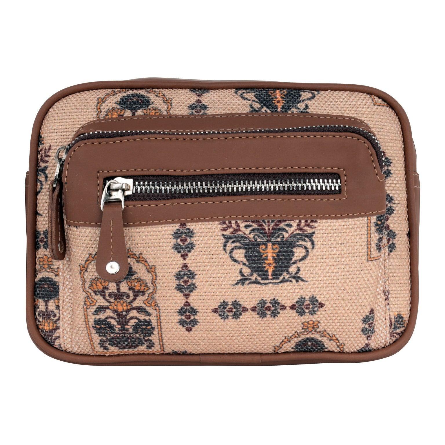 Amic Beige Printed Sling Wallet – Artistic Charm for Everyday Essentials - Amic