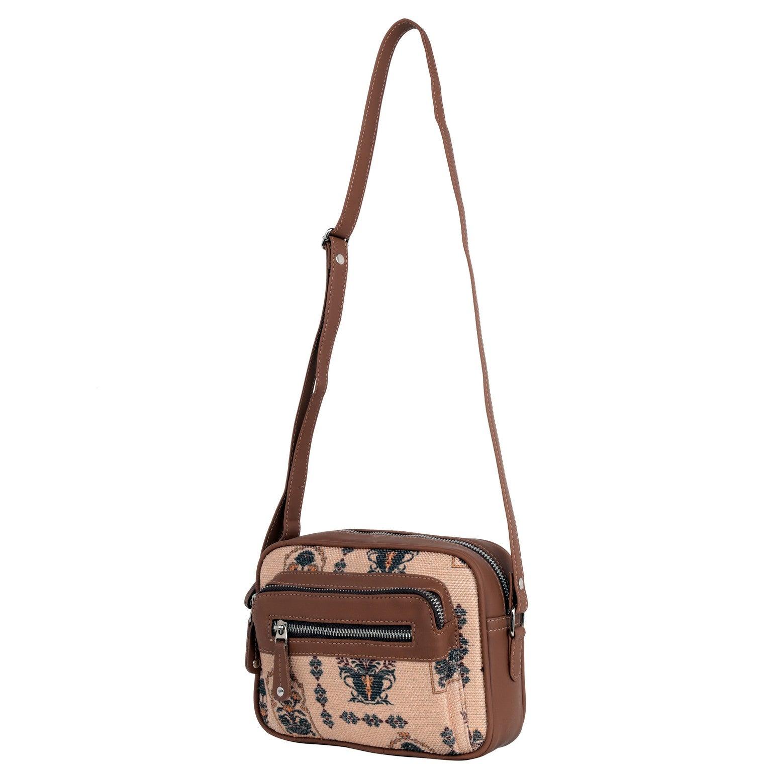 Amic Beige Printed Sling Wallet – Artistic Charm for Everyday Essentials - Amic