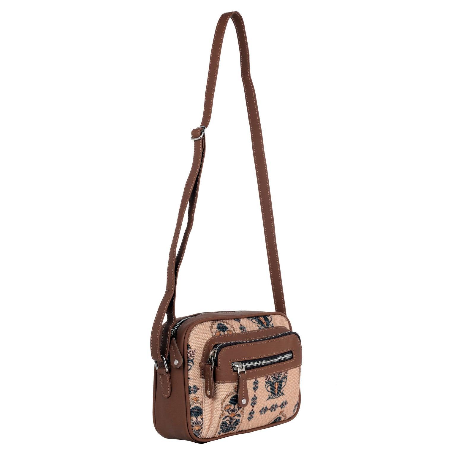 Amic Beige Printed Sling Wallet – Artistic Charm for Everyday Essentials - Amic