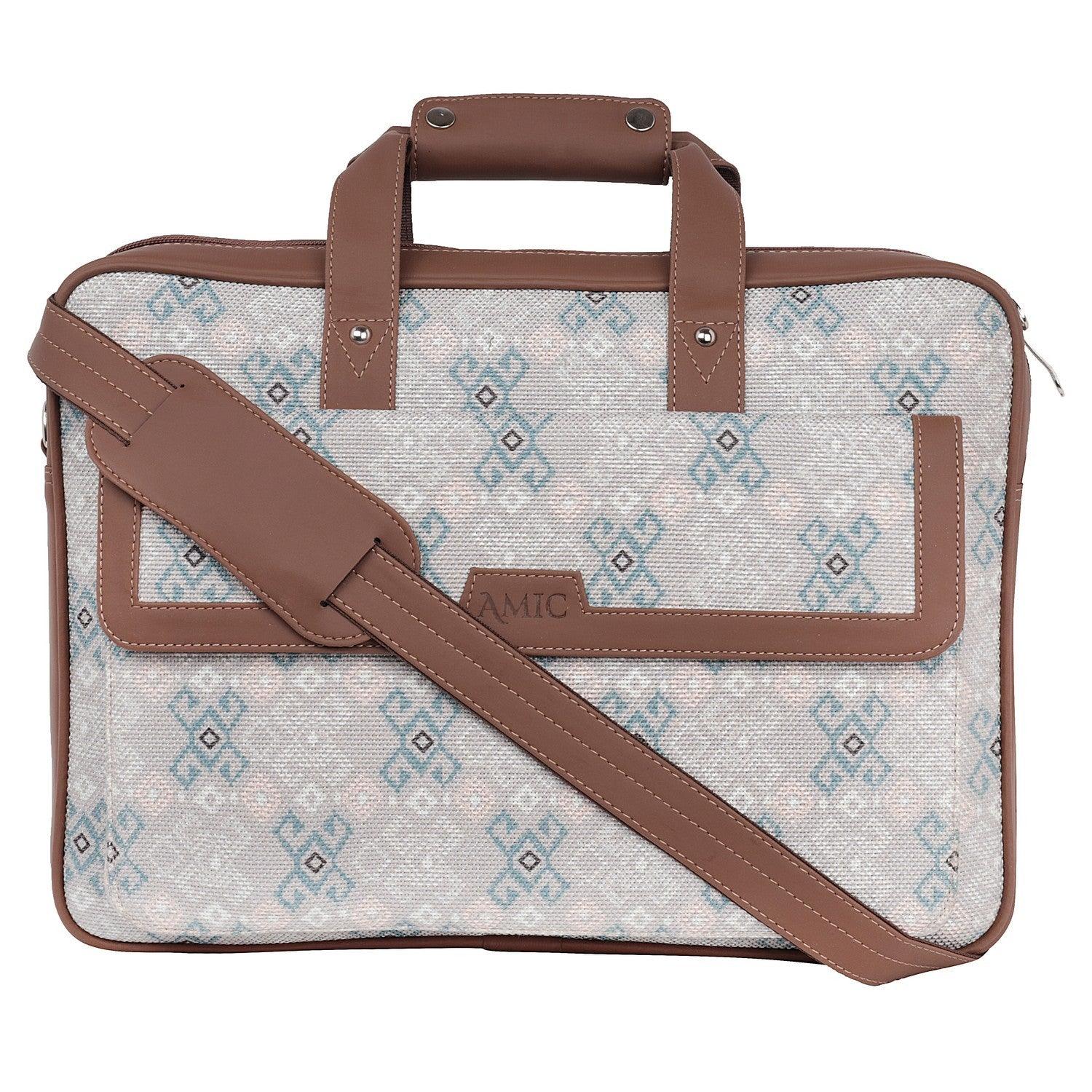 Amic Vegan Leather Laptop Bag – Elegant Diamond Pattern in Subtle Hues - Amic