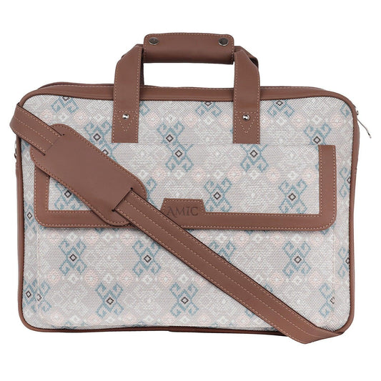 Amic Vegan Leather Laptop Bag – Elegant Diamond Pattern in Subtle Hues - Amic