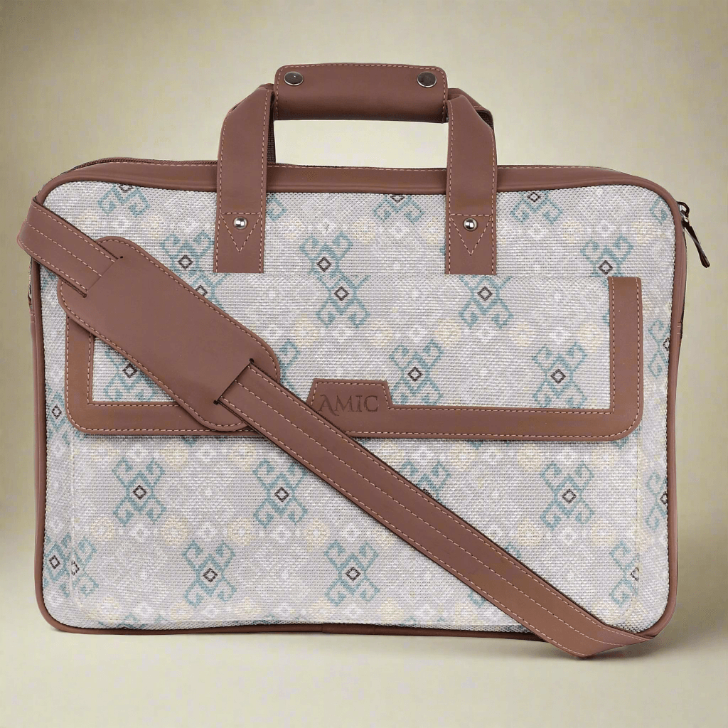 Amic Vegan Leather Laptop Bag – Elegant Diamond Pattern in Subtle Hues - Amic