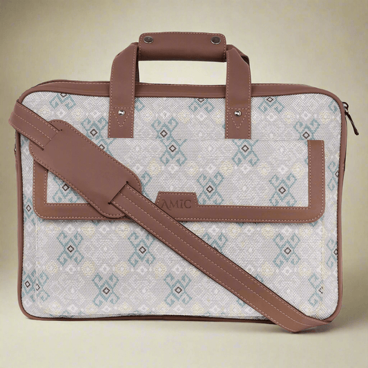 Amic Vegan Leather Laptop Bag – Elegant Diamond Pattern in Subtle Hues - Amic