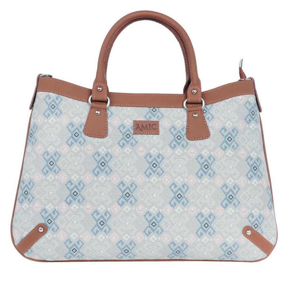 Graceful Handbag with Soft Blue Geometric Prints – Amic - Amic