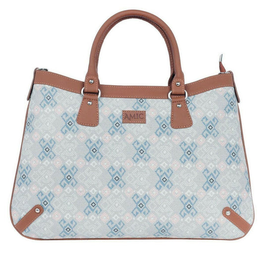 Graceful Handbag with Soft Blue Geometric Prints – Amic - Amic