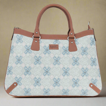 Graceful Handbag with Soft Blue Geometric Prints – Amic - Amic