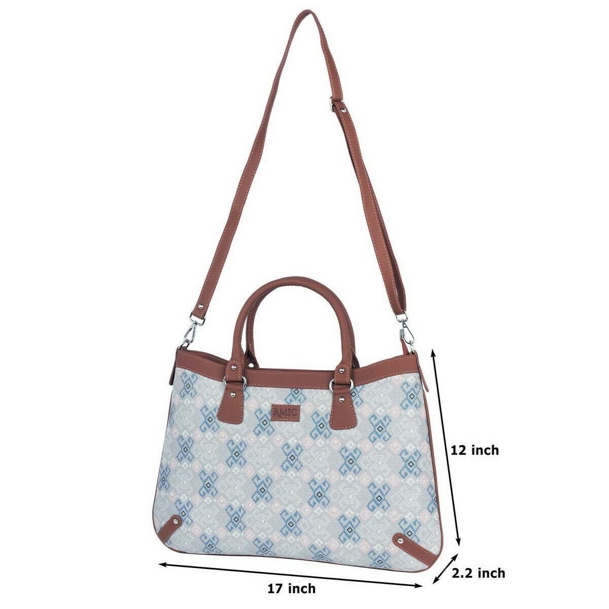 Graceful Handbag with Soft Blue Geometric Prints – Amic - Amic