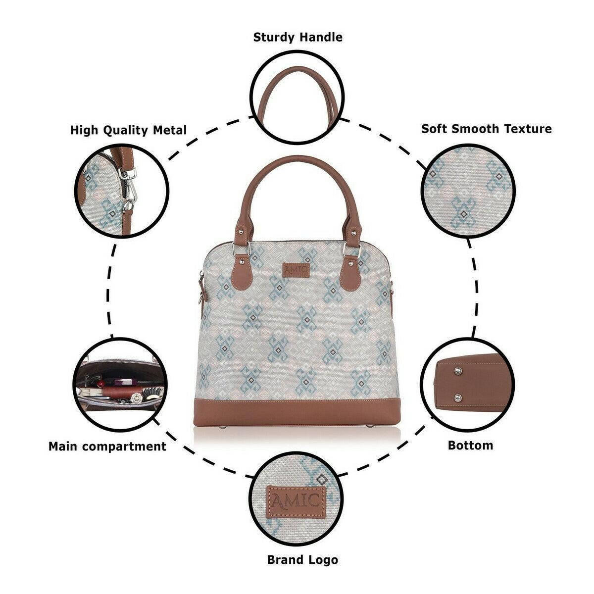 Handcrafted Blue Geometric Hand Shoulder Bag – Amic Style - Amic