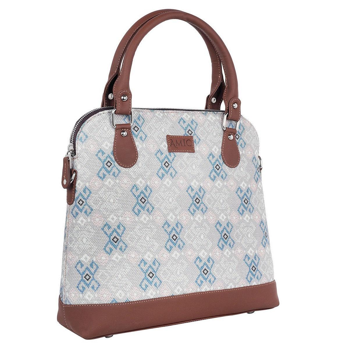 Handcrafted Blue Geometric Hand Shoulder Bag – Amic Style - Amic