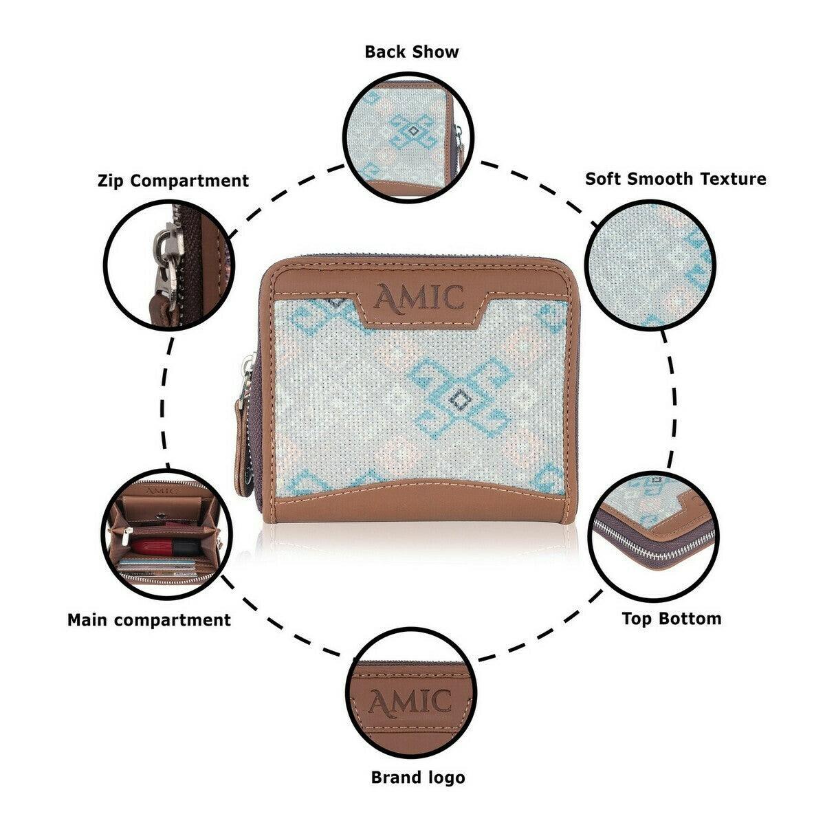 Elegant Mini Wallet with Pastel Geometric Patterns | AMIC - Amic