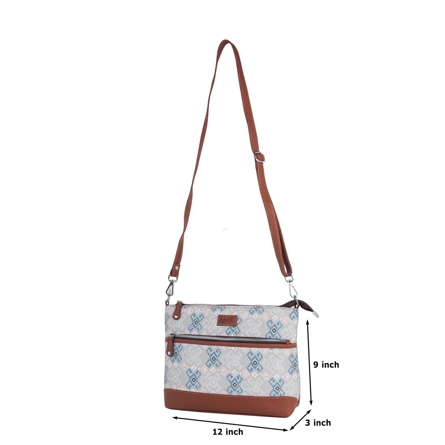 Elegant Grey Printed Side Shoulder Bag | AMIC - Amic