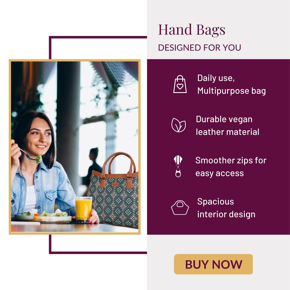Graceful Handbag with Soft Blue Geometric Prints – Amic - Amic