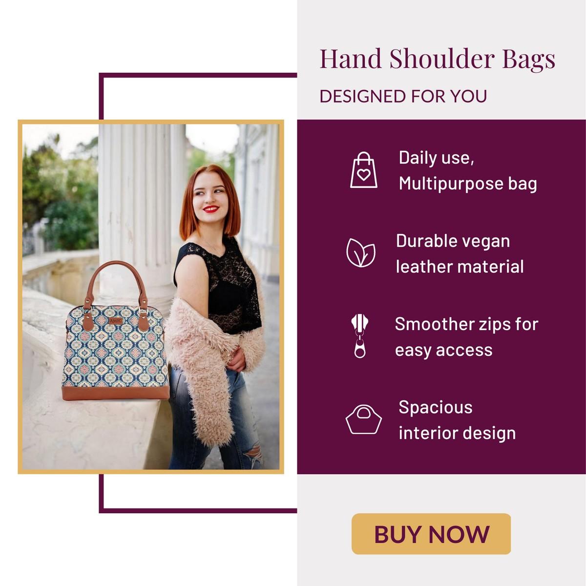 Peach Motif Hand Shoulder Bag – Elegant Everyday Accessory by Amic - Amic