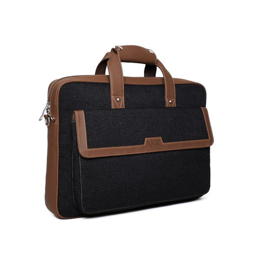 Amic Vegan Leather Laptop Bag – Sophisticated Black Finish - Amic