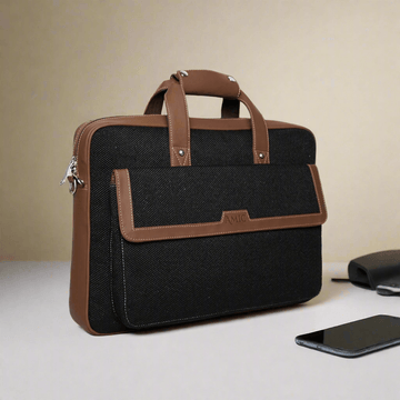 Amic Vegan Leather Laptop Bag – Sophisticated Black Finish - Amic