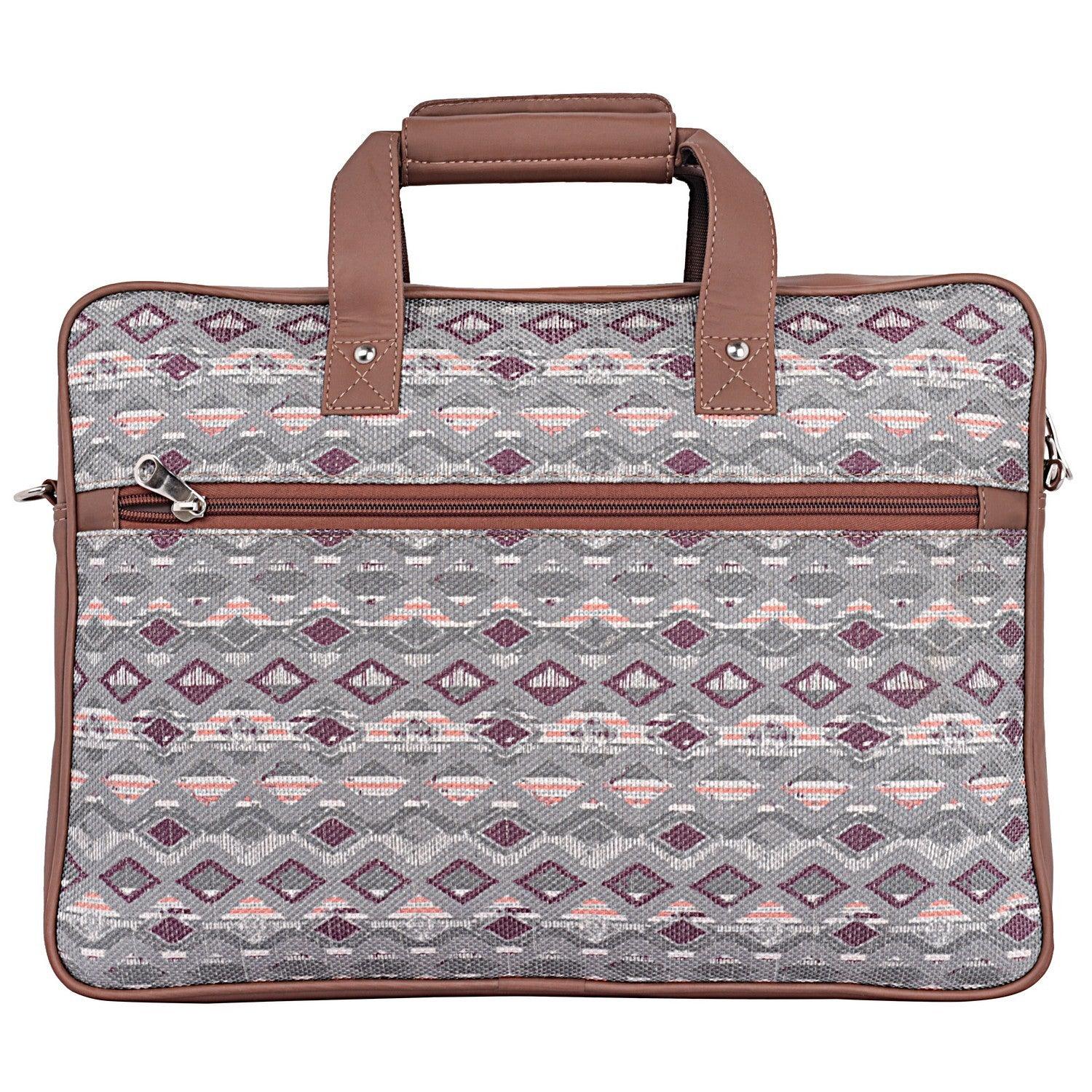 Amic Vegan Leather Laptop Bag – Timeless Ethnic Grey Design - Amic
