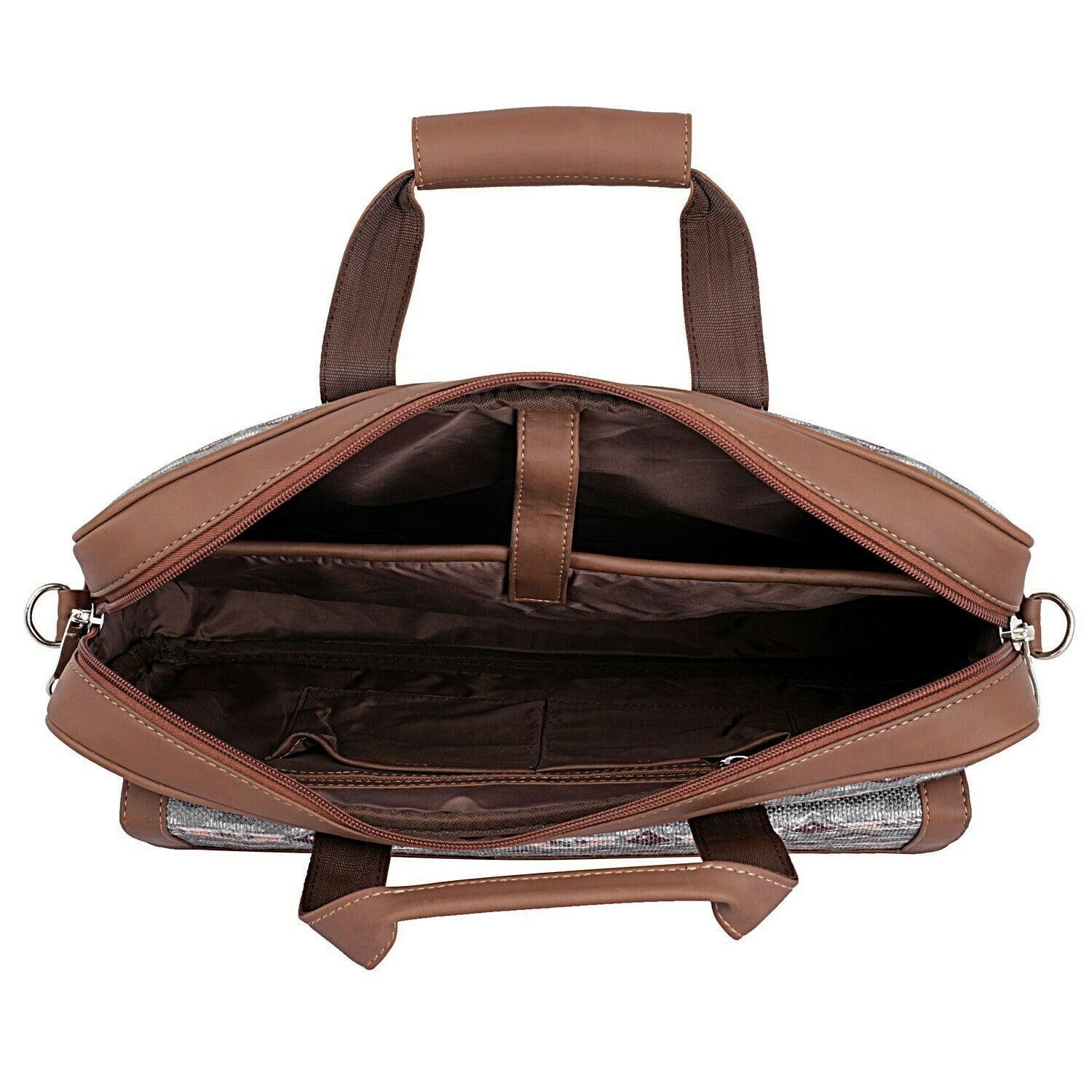 Amic Vegan Leather Laptop Bag – Timeless Ethnic Grey Design - Amic
