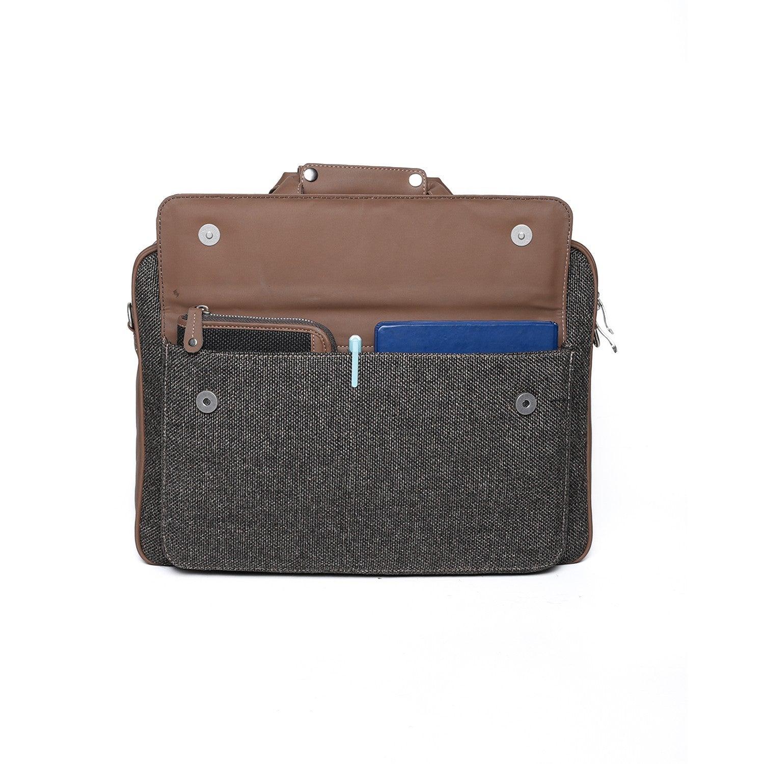 Amic Sleek Black Vegan Leather Laptop Bag – Perfect for Work & Travel - Amic
