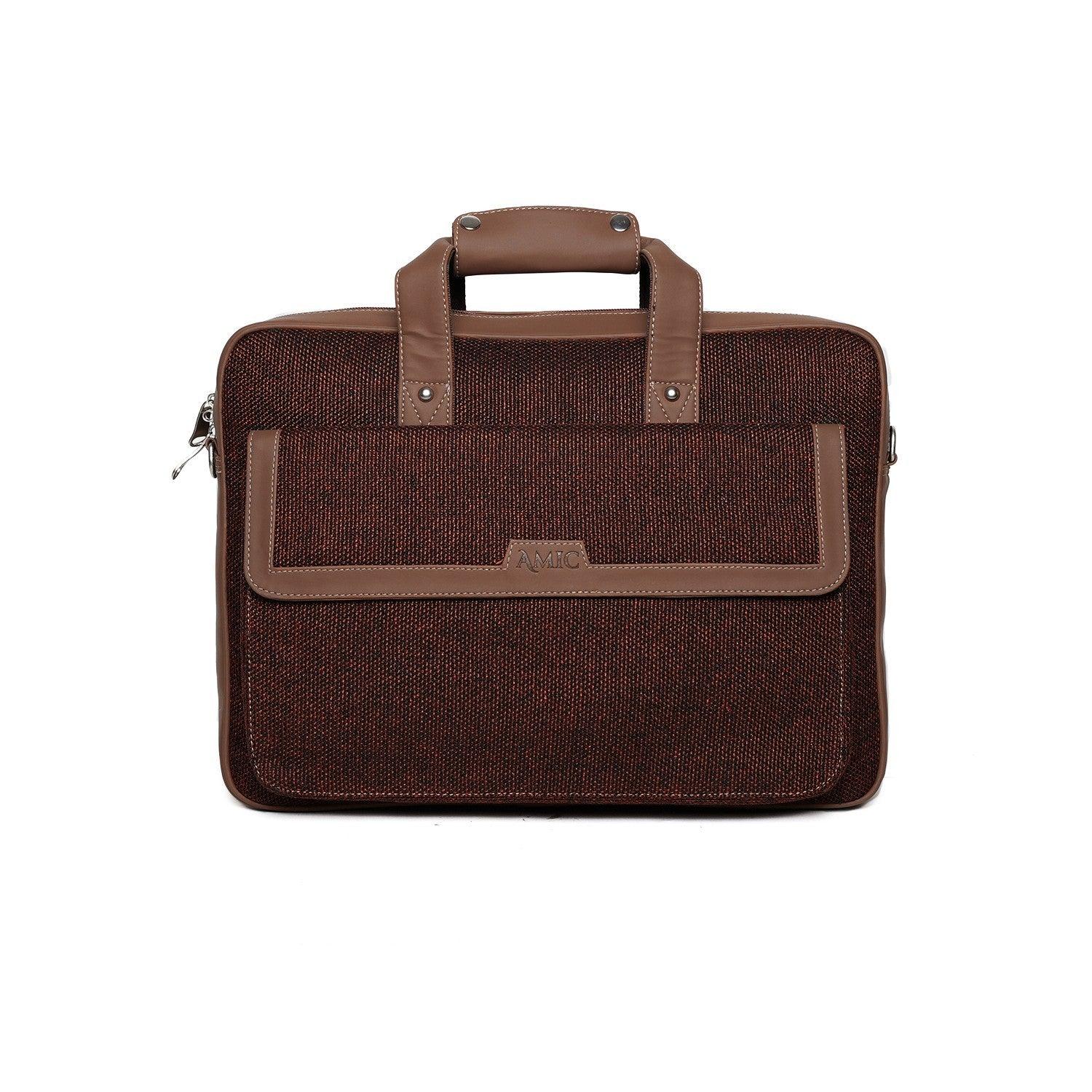 Amic Elegant Maroon Laptop Bag – Stylish Vegan Leather Design for Everyday Use - Amic