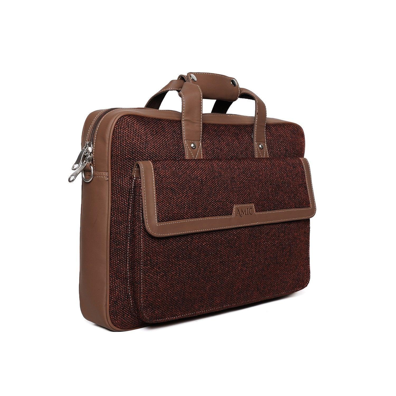 Amic Elegant Maroon Laptop Bag – Stylish Vegan Leather Design for Everyday Use - Amic