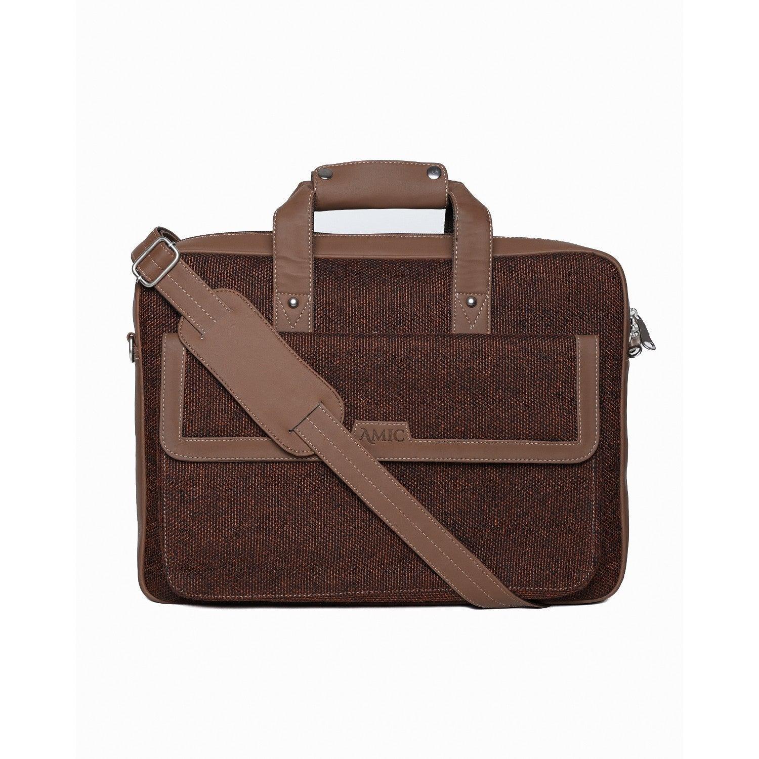 Amic Elegant Maroon Laptop Bag – Stylish Vegan Leather Design for Everyday Use - Amic