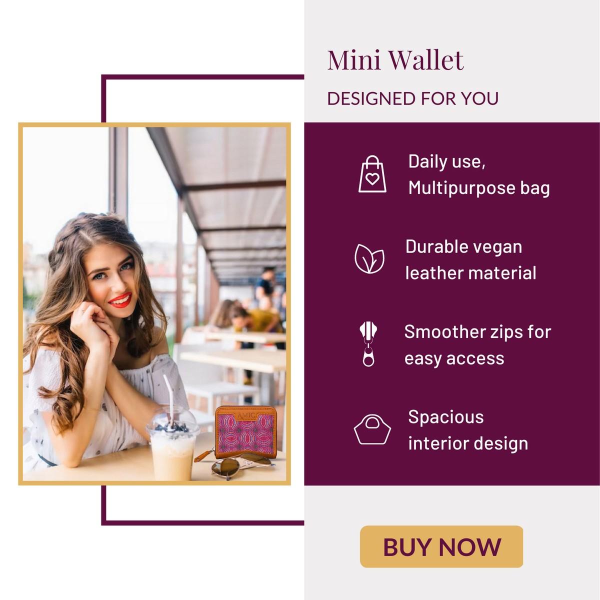 Elegant Mini Wallet with Pastel Geometric Patterns | AMIC - Amic