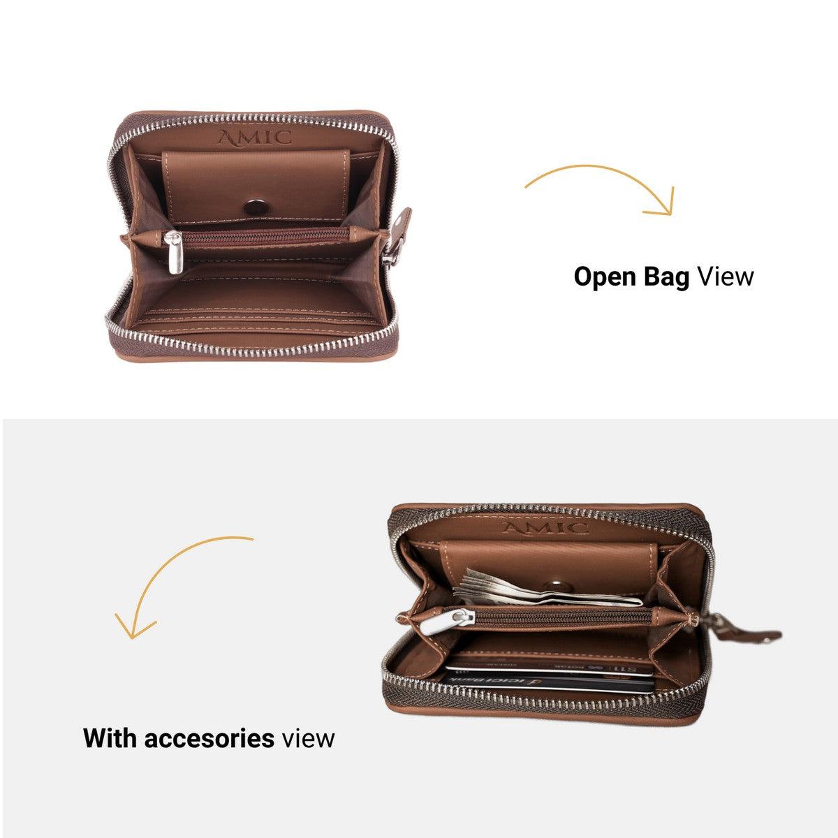 Brown Woven Texture Mini Wallet | AMIC - Amic