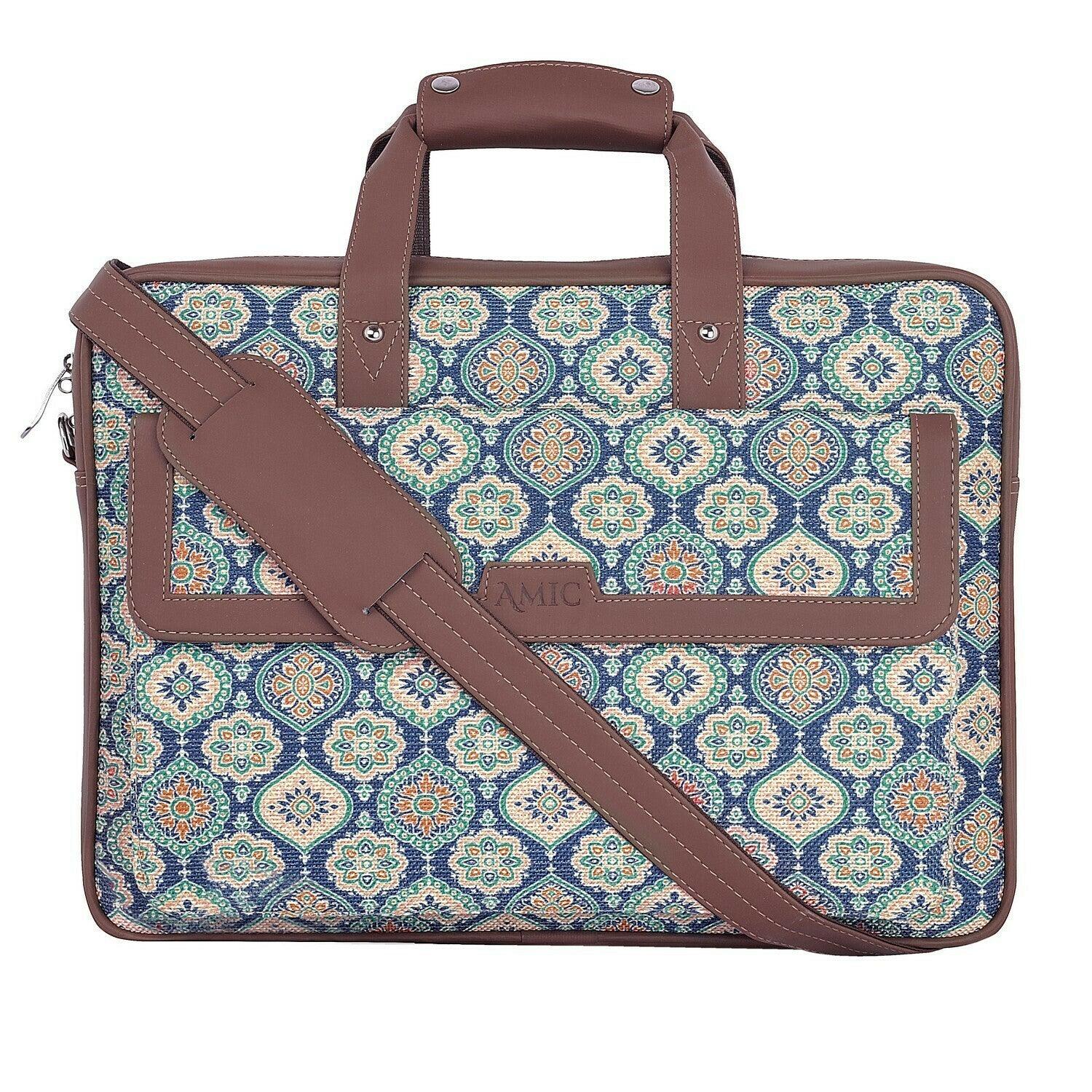 Stylish Printed Laptop Bag with Vegan Leather Detailing | AMIC - Amic