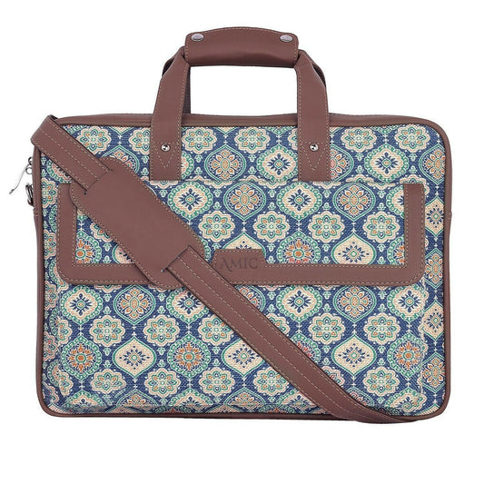 Stylish Printed Laptop Bag with Vegan Leather Detailing | AMIC - Amic