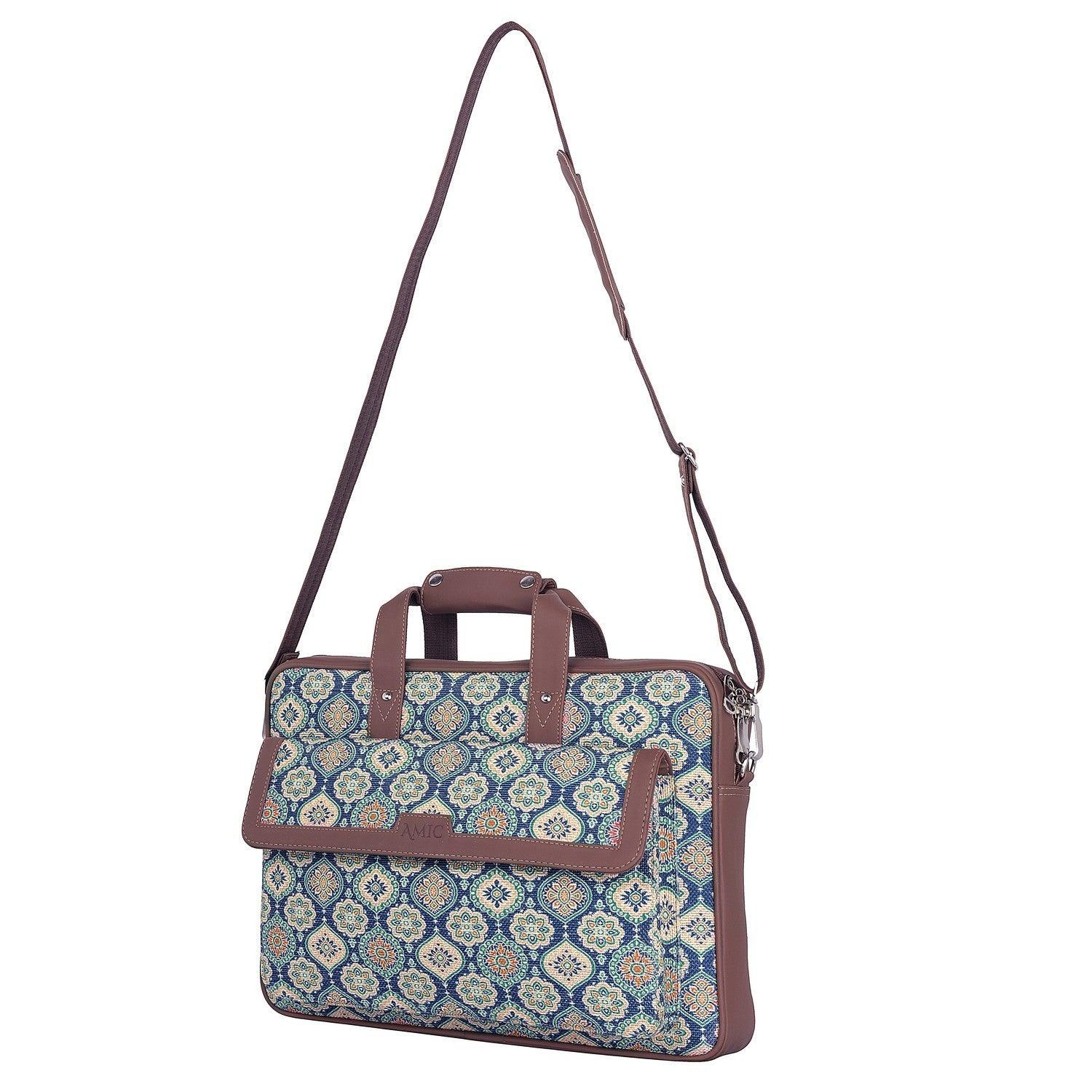 Stylish Printed Laptop Bag with Vegan Leather Detailing | AMIC - Amic