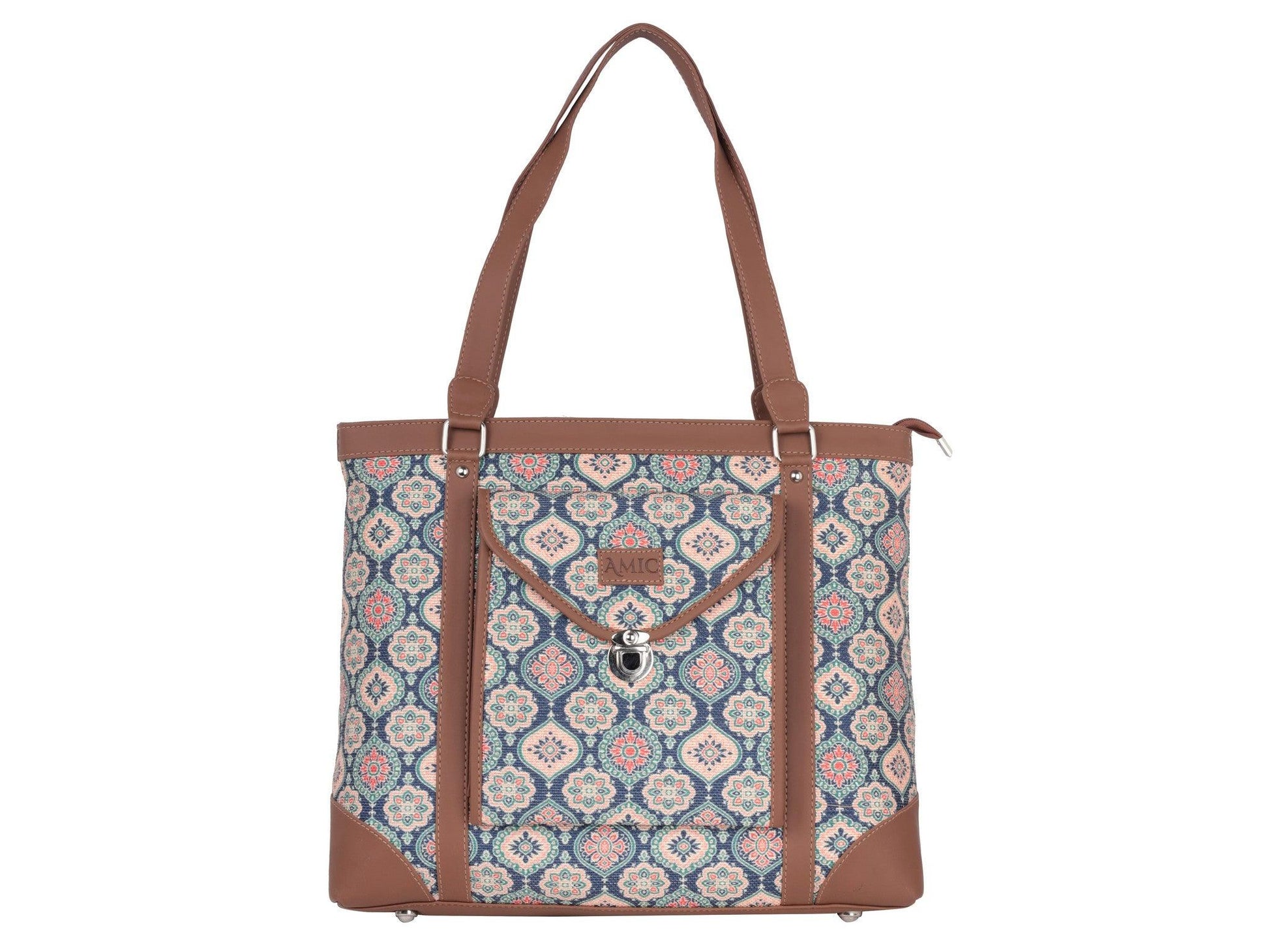 Multicolor Mosaic Pattern Vegan Leather Office Bag for Women - Stylish & Practical | Amic Bags - Amic