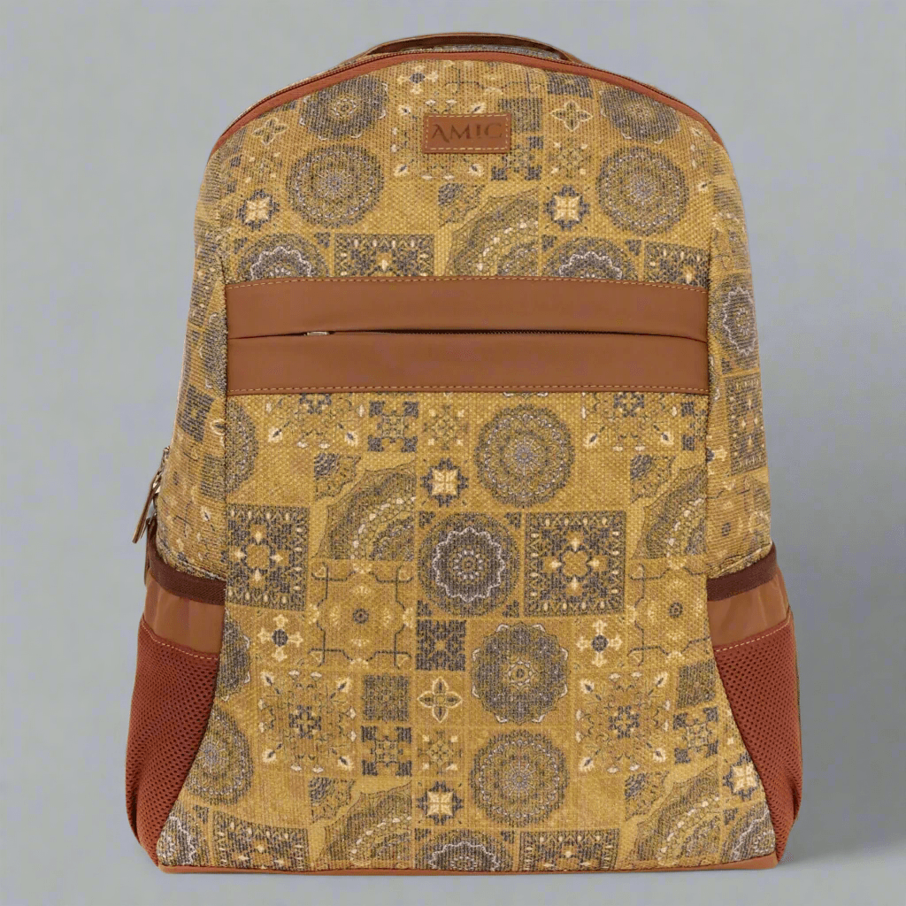 Amic Women Jute Printed Handcrafted Office, College Handbag 18 L Backpack - Amic