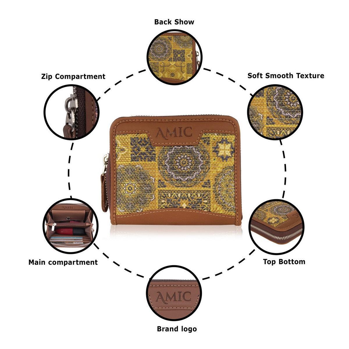 Yellow Ethnic Pattern Mini Wallet | AMIC - Amic