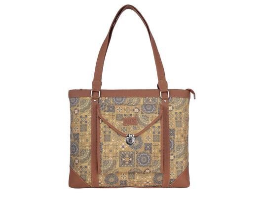 Yellow Mosaic Pattern Vegan Leather Office Bag for Women - Functional & Stylish | Amic Bags - Amic