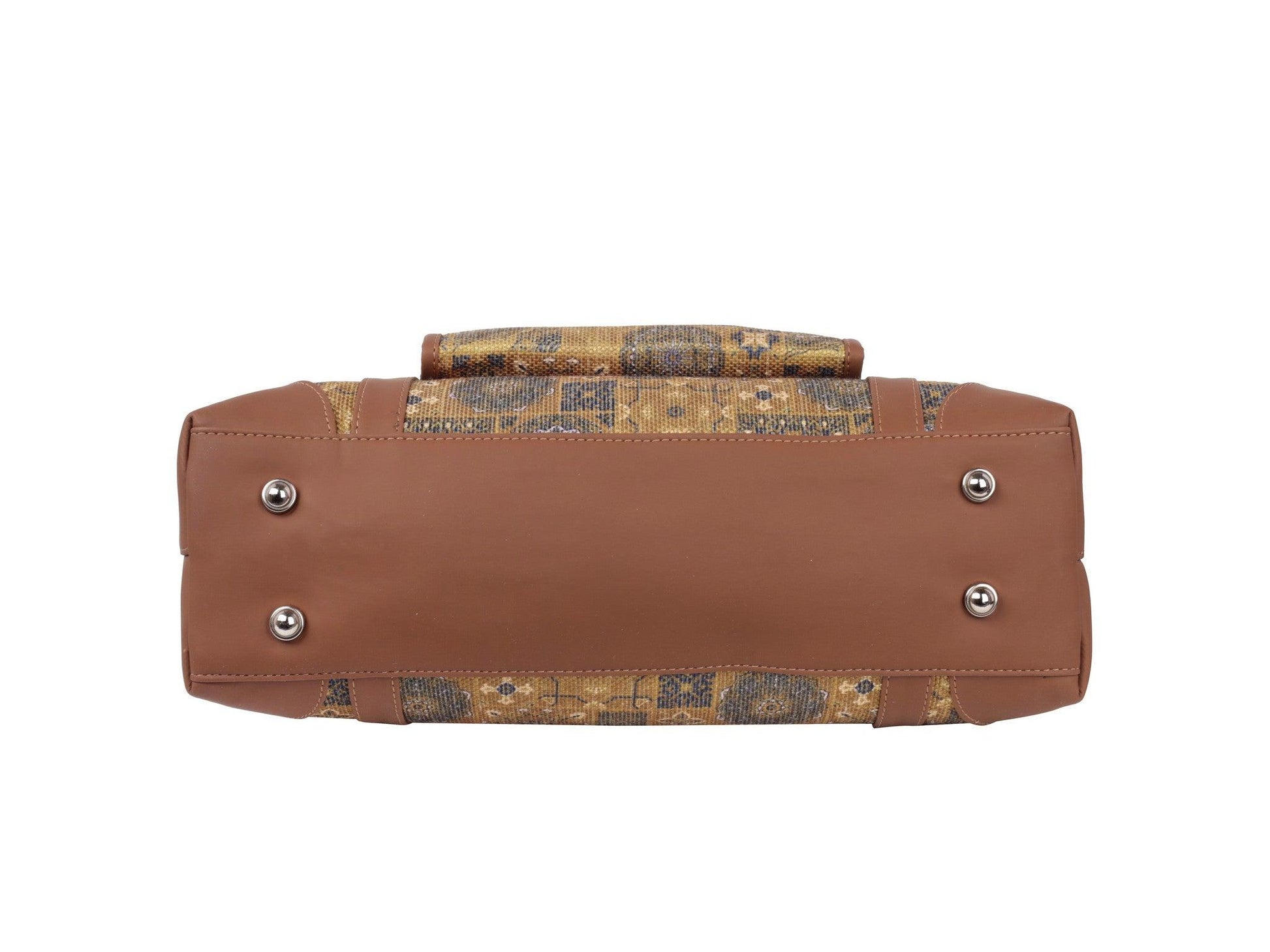 Yellow Mosaic Pattern Vegan Leather Office Bag for Women - Functional & Stylish | Amic Bags - Amic