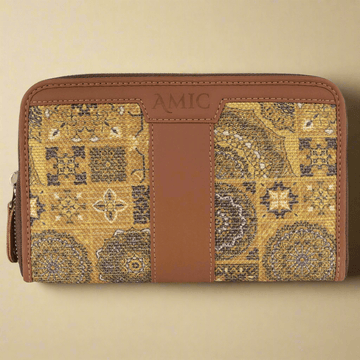 Elegant Yellow Printed Chain Wallet – Stylish & Compact Design by Amic - Amic