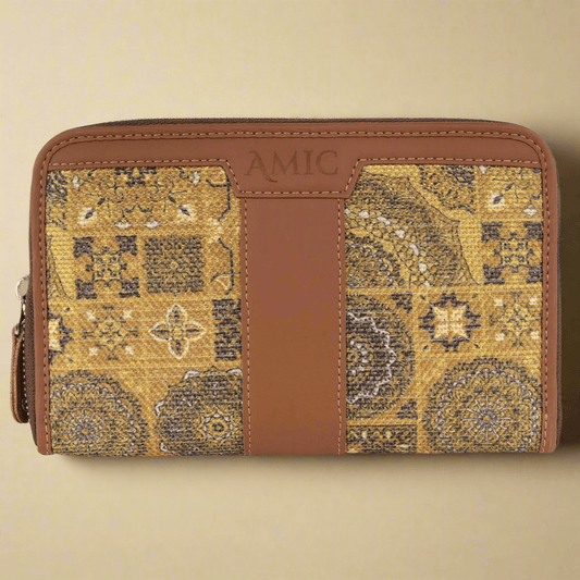 Elegant Yellow Printed Chain Wallet – Stylish & Compact Design by Amic - Amic
