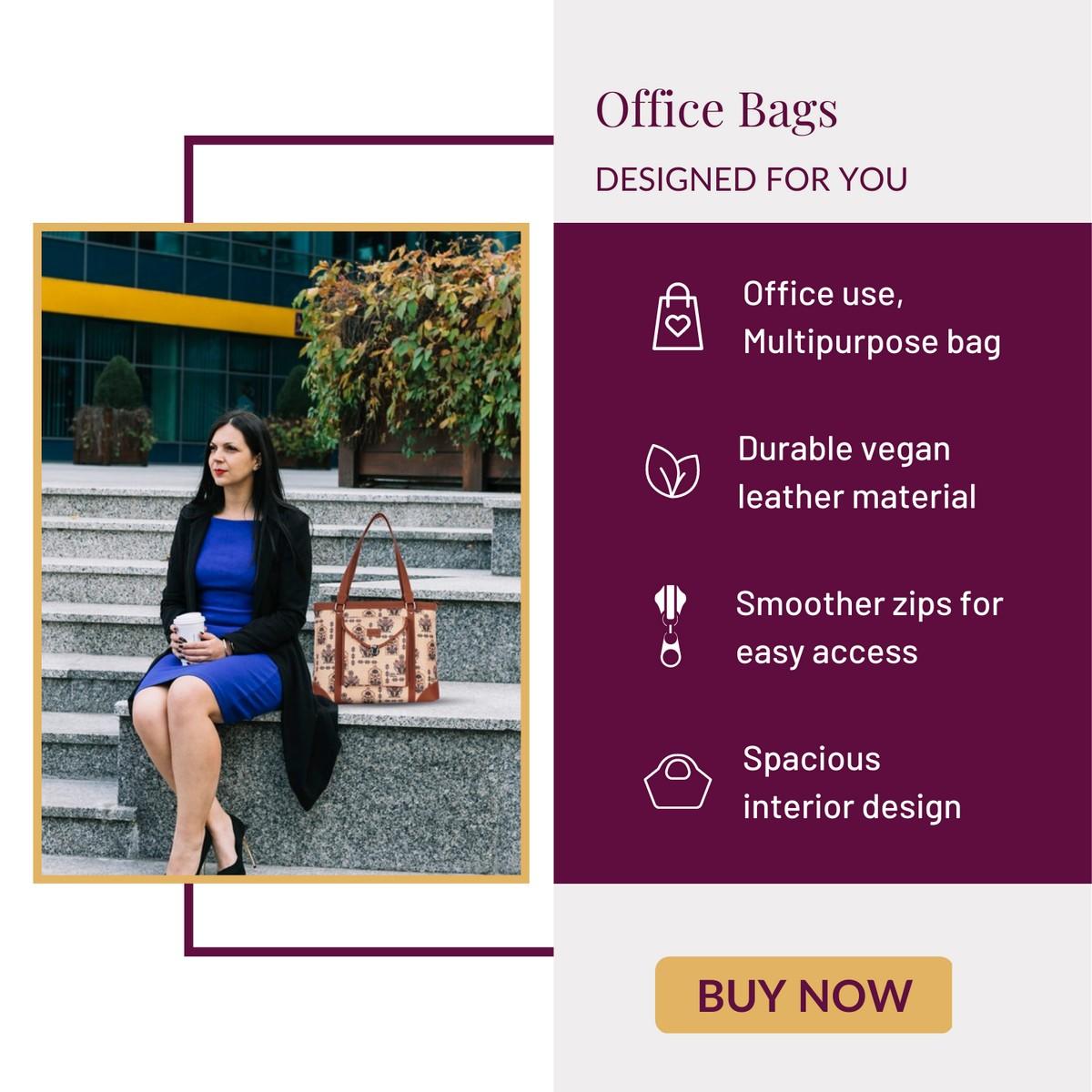Pink Mosaic Handcrafted Vegan Leather Office Bag – Timeless Elegance - Amic