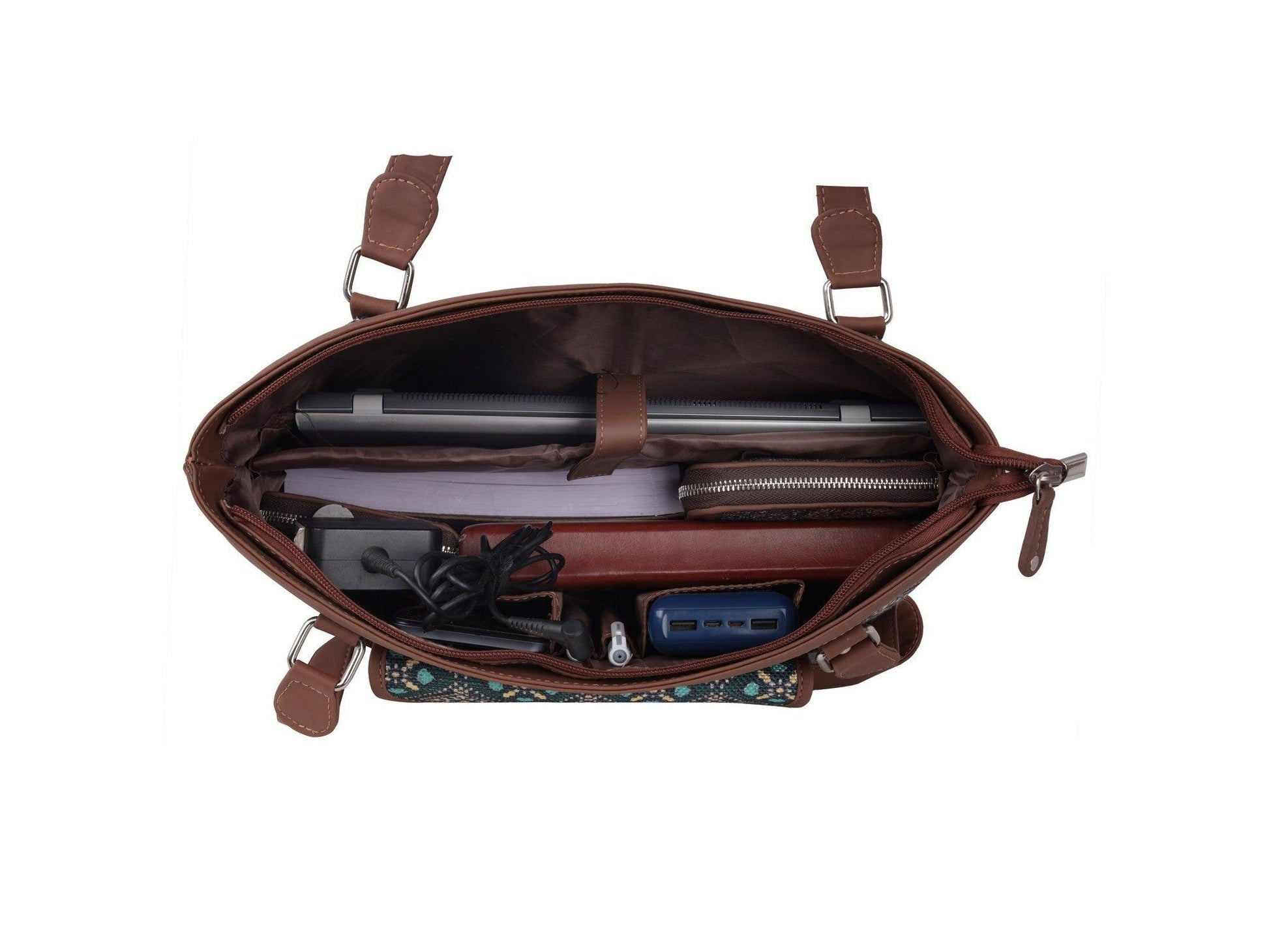 Blue Diamond Pattern Vegan Leather Office Bag for Women - Functional & Stylish | Amic Bags - Amic