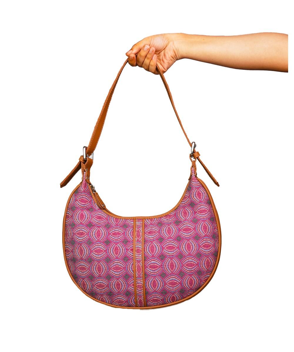 Pink Circular Pattern Vegan Leather Hobo Bag for Women - Stylish & Functional | Amic Bags - Amic
