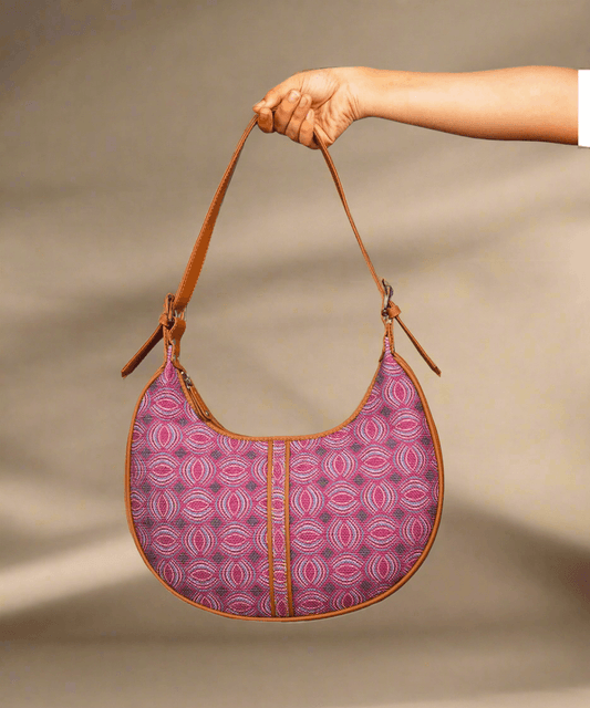 Pink Circular Pattern Vegan Leather Hobo Bag for Women - Stylish & Functional | Amic Bags - Amic