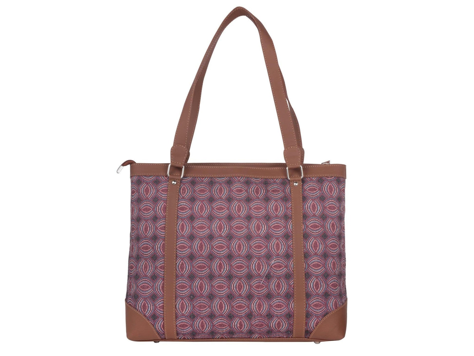 Pink Circular Pattern Vegan Leather Office Bag for Women - Stylish & Practical | Amic Bags - Amic