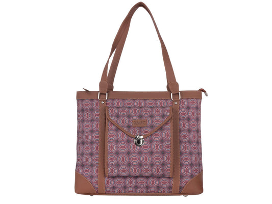 Pink Circular Pattern Vegan Leather Office Bag for Women - Stylish & Practical | Amic Bags - Amic