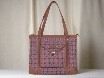 Pink Circular Pattern Vegan Leather Office Bag for Women - Stylish & Practical | Amic Bags - Amic