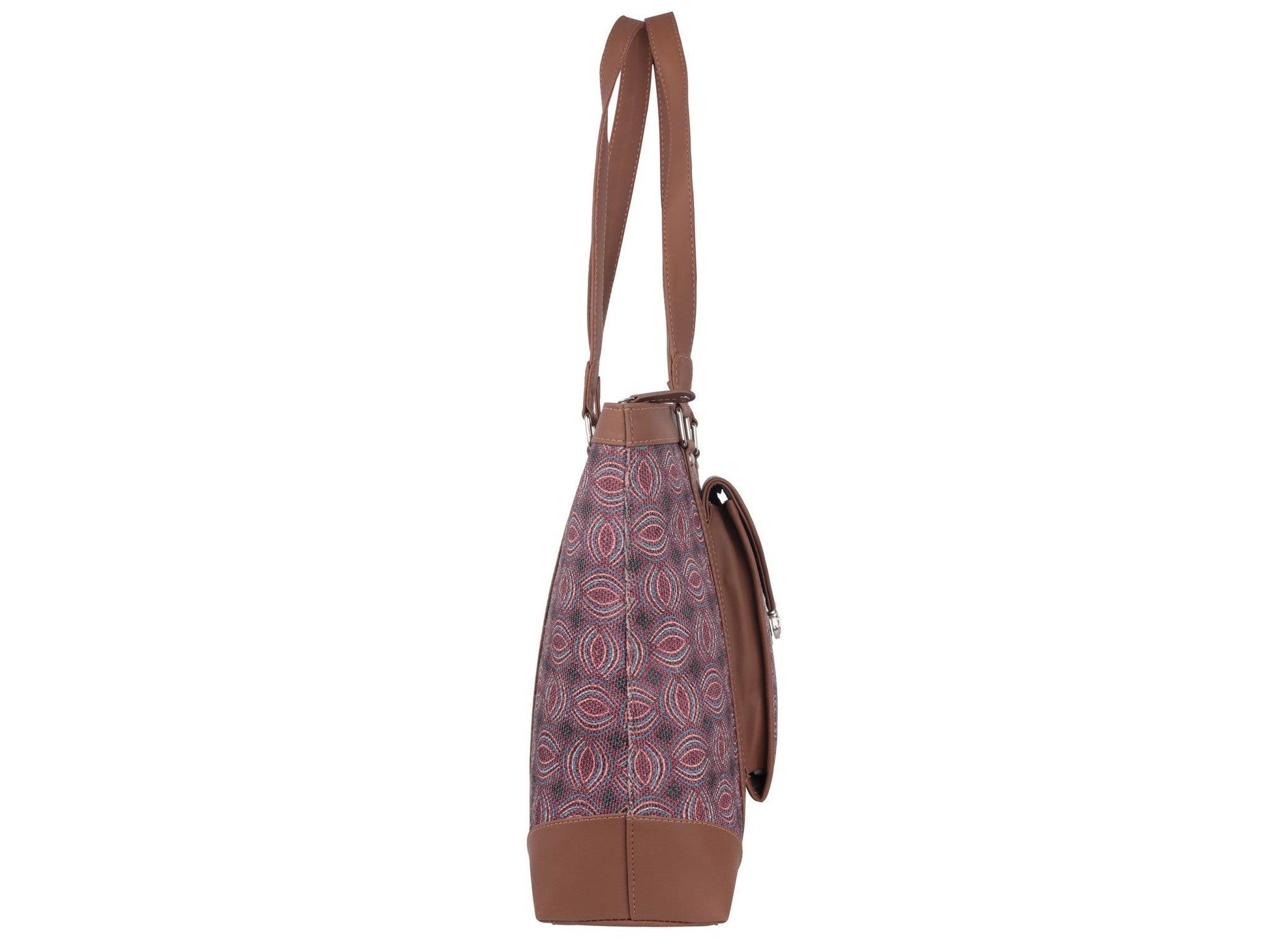 Pink Circular Pattern Vegan Leather Office Bag for Women - Stylish & Practical | Amic Bags - Amic